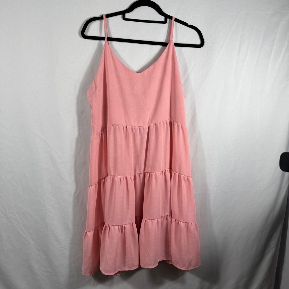 Miholl Women's Pink Mini Spaghetti strap Dress Sz L